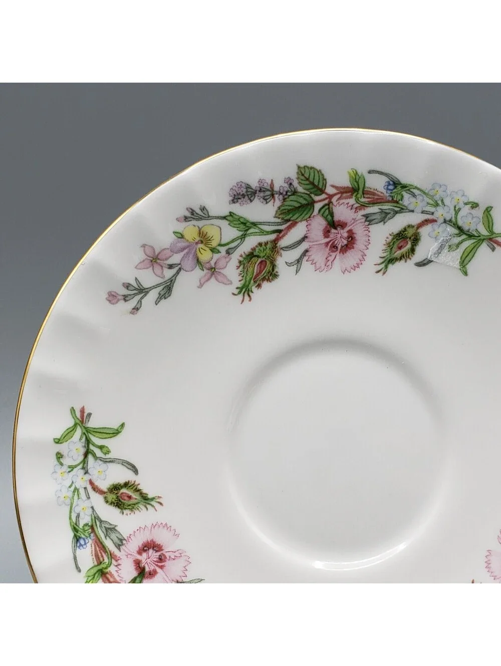 Vintage Aynsley Teacup & Saucer Pink Dianthus Carnation Fine Bone China England